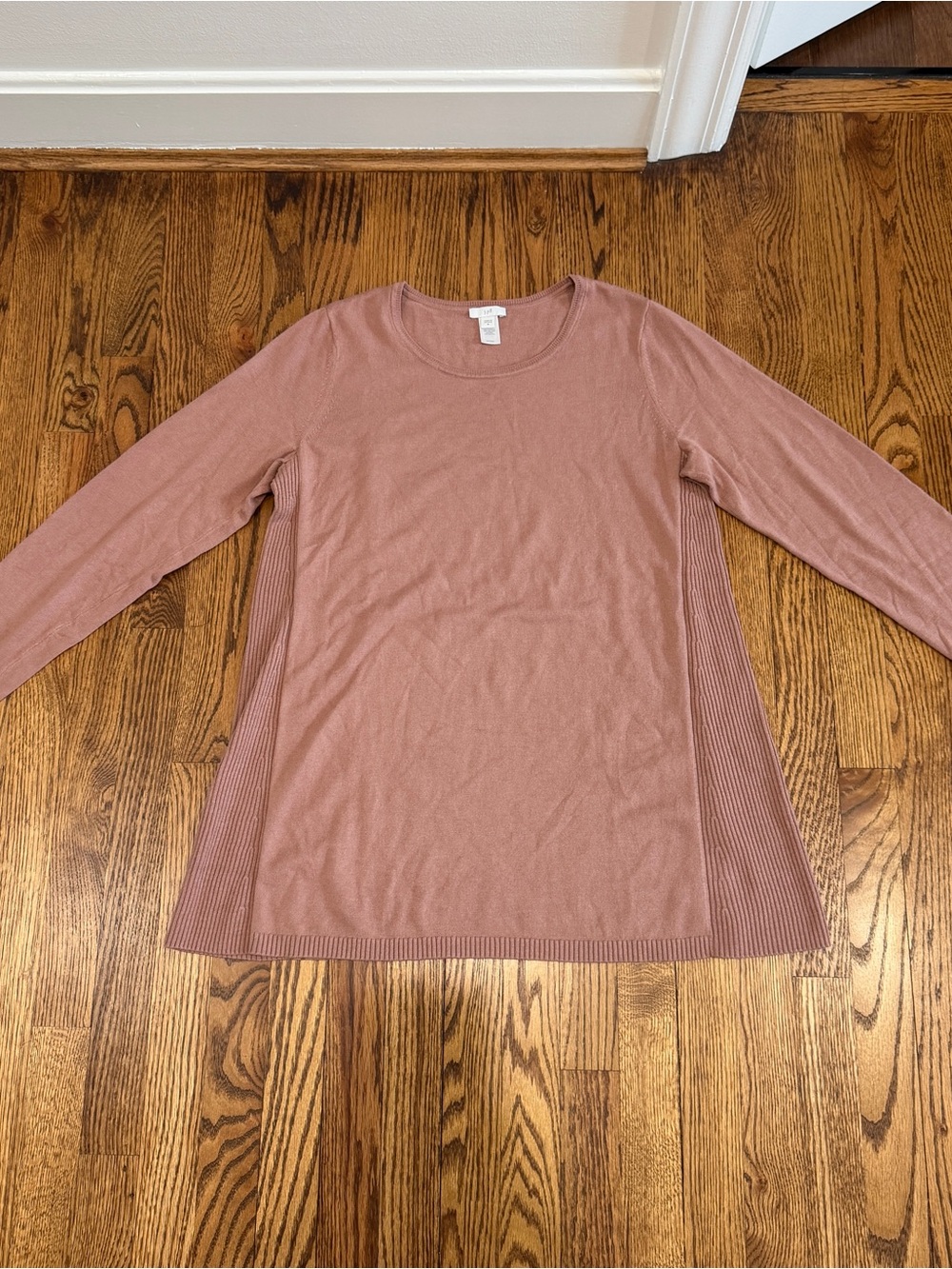 J. Jill Women's Mauve Knit Ribbed Pullover Sweater Tunic Long Sleeve Size M